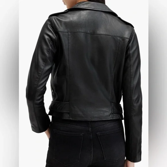 All Saints Balfern Black Leather Biker Jacket - Picture 5 of 8